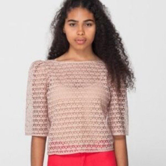 American Apparel Lace Puff Sleeve Blouse - Picture 2 of 3